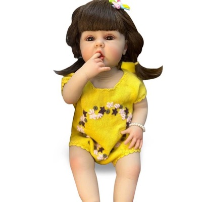 Brązowe warkocze dziewczyna lalka 55 cm