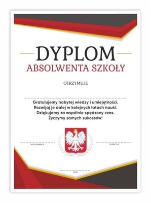 DYPLOM A4 ABSOLWENTA SZKOŁY - ORZEŁ 10SZT