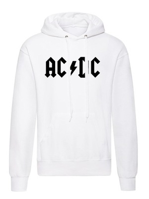 BLUZA Z KAPTUREM ACDC MĘSKA BIAŁA XL