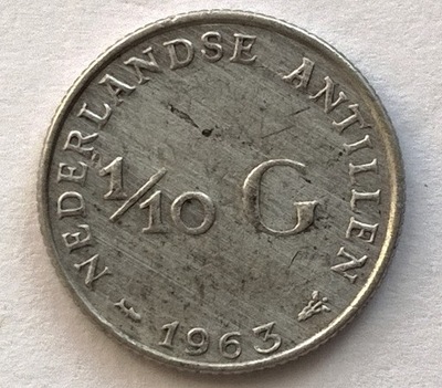 ANTYLE HOLENDERSKIE 1/10 GULDENA 1963 / srebro