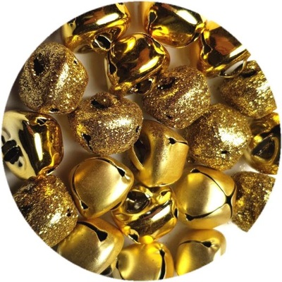 Dzwoneczki OZDOBNE złote BROKATOWE dekoracja ŚWIĄT