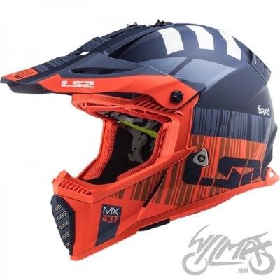 HELMET LS2 MX437 FAST EVO XCODE MATT ORANGE COLOR BLUE 3XL  