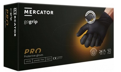 Rękawiczki nitrylowe rękawice czarne XL 50 szt GoGrip black Mercator mocne