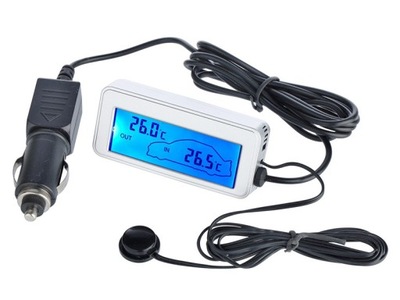 TERMOMETR SAMOCHODOWY LCD WEWNĘTRZNY ZEWNĘTRZNY