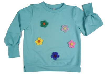 Bluza Carmen kolorowe kwiaty mięta 164