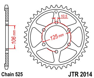 ЗУБЧАТКА ЗАДНЯ JT 47-ЗУБІВ DAYTONA 675 2006-2015