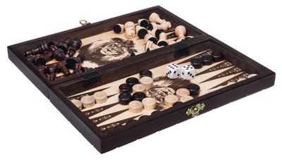 SZACHY WARCABY DREWNIANE BACKGAMMON TRYKTRAK 27 cm