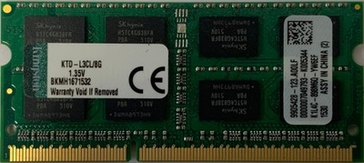 Pamięć RAM Kingston 8GB DDR3L 1600MHZ KTD-L3CL/8G 869