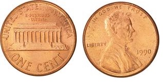 1 cent USA (1990) - A. Lincoln Mennica D