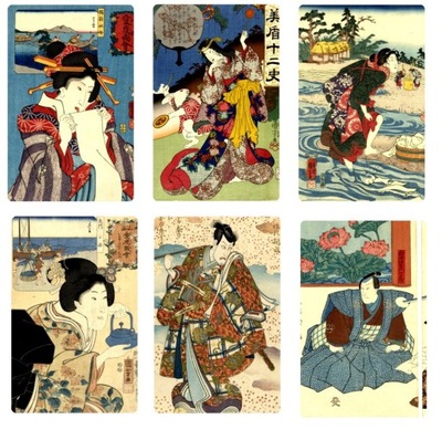 6 magnesów na lodówkę Utagawa sztuka Japonii