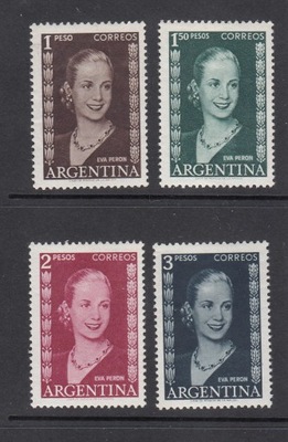 ARGENTYNA **Mi 603-606 EVA PERON seria z 1952