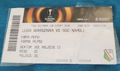 bilet Legia Warszawa - SSC Napoli