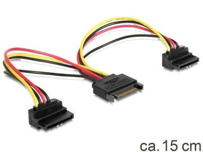 Kabel zasilający SATA(M) - 2xSATA(F) 15pin 15cm