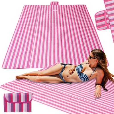 Mata plażowa koc piknikowy plażowy 200x200cm różow