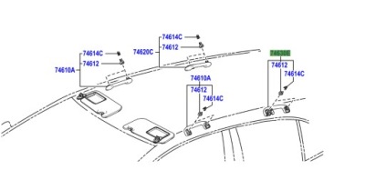 74610-12180-c0 левая задняя ручка кровельная corolla e21 cross rav4 yaris iv фото №1