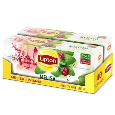 Zestaw Lipton herbata Zioła Świata Melisa z Wiśnią 2x20 torebek 48g