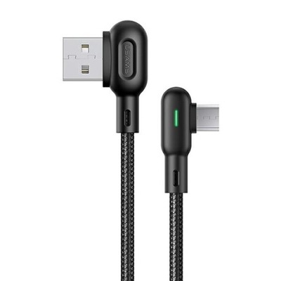 USAMS Kabel kątowy U57 MicroUSB 1,2m 2A czarny