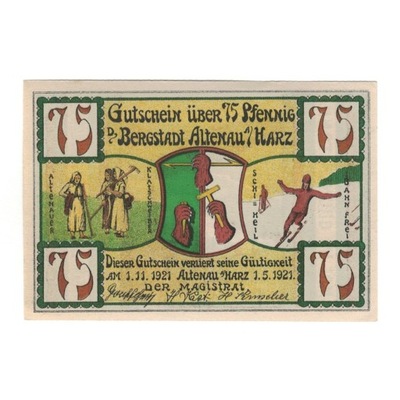 Banknot, Niemcy, Altenau a. Harz Stadt, 75 Pfennig