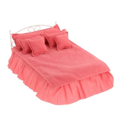 łóżko do domku dla lalek miniaturowe łóżko różowe