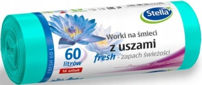 STELLA Worki na śmieci z uszami FRESH - świeży zapach 60L 16szt