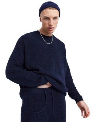 Tmavomodrý pánsky pletený sveter XS