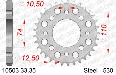AFAM ЗУБЧАТКА NAPĘDZANA ЗАД MOTO. СТАЛЬНОЙ OCYNKOWANA СЕРЕБРЯНАЯ
