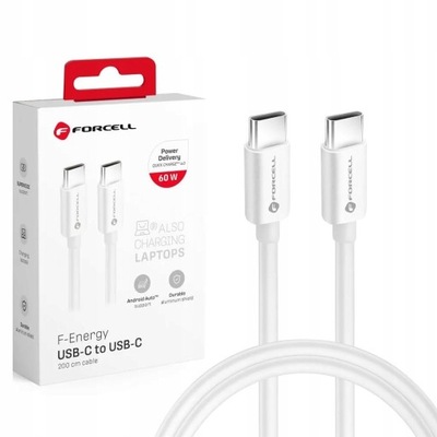 Kabel USB C do USB C Forcell F-Energy QC4.0 PD 3A 60W 2 m C338 biały