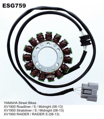 ELECTROSPORT UZWOJENIE ALTERNADOR (STATOR) YAMAHA XV 1900 ROADLINER / STRA  