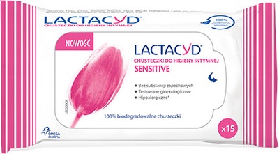 Lactacyd Sensitive Chusteczki Intymne 15 szt.