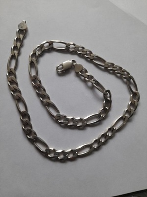Stary srebrny ciężki łańcuch figaro