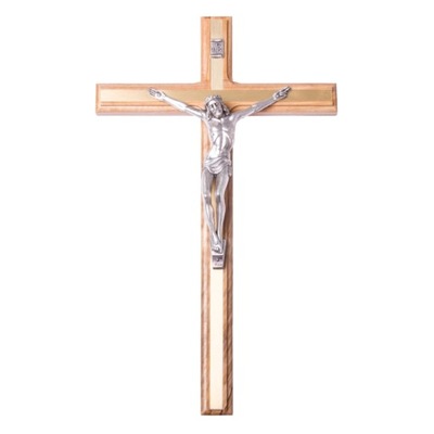 Krzyż na ścianę z drzewa oliwnego Krzyż wiszący z ozdobną listwą 30x18 cm