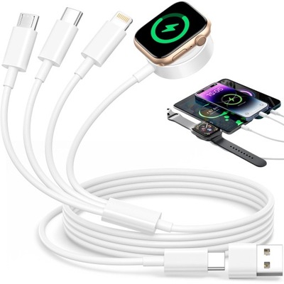 Kabel 4w1 USB do Ładowania Telefonu Tableta Kamer Watch BIAŁY USB-C 1,2m