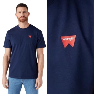 Wrangler SIGN OFF TEE Navy GRANATOWY T-SHIRT MAŁE LOGO REGULAR FIT L