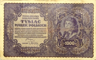 Polska BANKNOT 1000 Marek Polskich 1919 Kościuszko