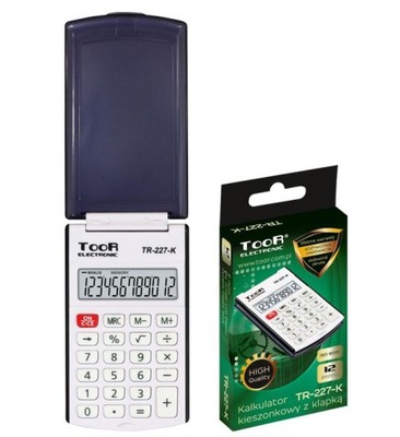 Kalkulator kieszonkowy TOOR TR-227 12-poz z klapką