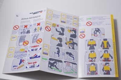 Air France safety Card Instrukcja bezpieczeństwa Airbus A318 A319