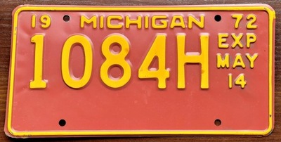 Michigan 1972 - tablica rejestracyjna z USA