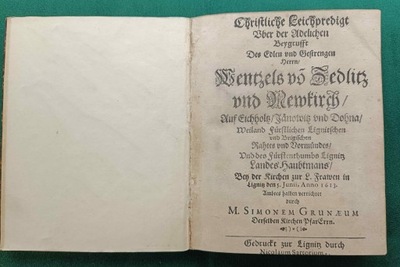 1613 Legnica Eichholtz Dohna von Zedlitz Neukirch