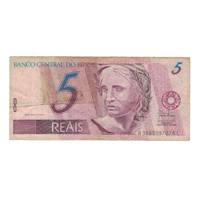 Banknot, Brazylia, 5 Reais, VF(20-25)