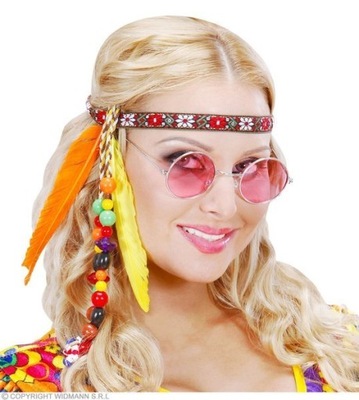 OPASKA HIPPIS Z KORALIKAMI PIÓRAMI HIPPIE WOODSTOK