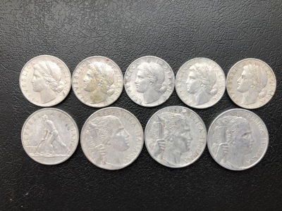 P30 Włochy zestaw 9 monet z lat 1948-1950
