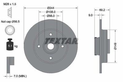 2X DISCO DE FRENADO CITROEN PARTE TRASERA C3/C4 1,2-1,6 16- Z COJINETE ABS 92305403  