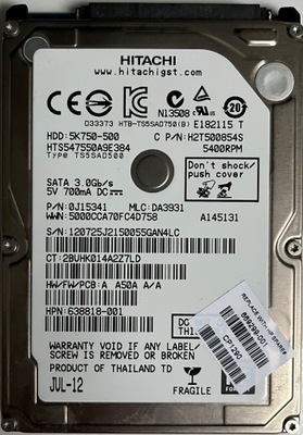 HITACHI HTS547550A9E384 500GB OK