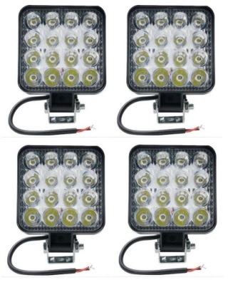Лампа рабочая противотуманная фара 16 led 48w гомологация 12-24v ip67 83x83mm 4 штуки фото №1