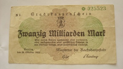Banknot NIEMCY, 20 MILIARDÓW MAREK 1923