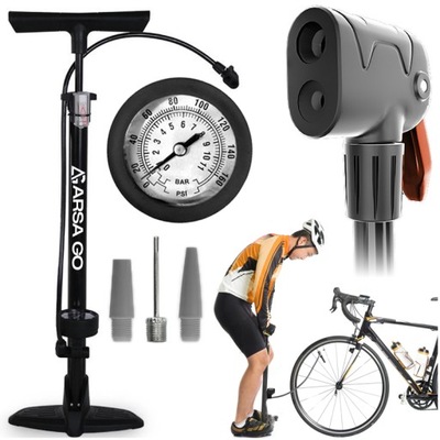 POMPKA ROWEROWA Z MANOMETREM RĘCZNA DO ROWERU PIŁEK SAMOCHODOWA PODŁOGOWA
