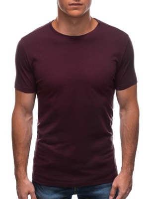 T-shirt męski basic EM-TSBS-0100 burgundowy XL