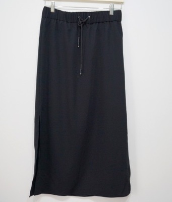 H&M spódnica midi czarna 36 S na gumce rozcięcia j67