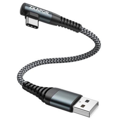 Kabel USB-C Kątowy - USB-A 2.0 5V/3A QC 3.0 iPhone 15 / Android, 30cm