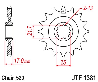 ENGRANAJE PARTE DELANTERA JTF1381-15 15Z TAMAÑO 520  